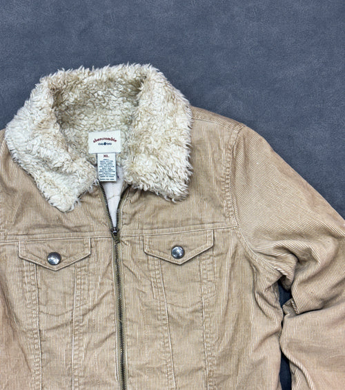 Abercrombie Beige Y2K Fur Corduroy Jacket