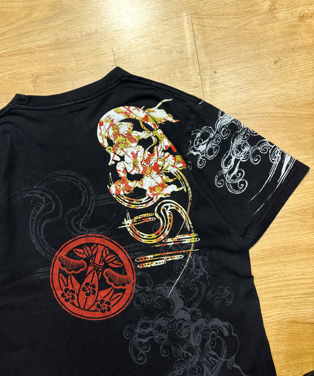 Big Train Vintage Japanese Dragon Graphic Black Tee