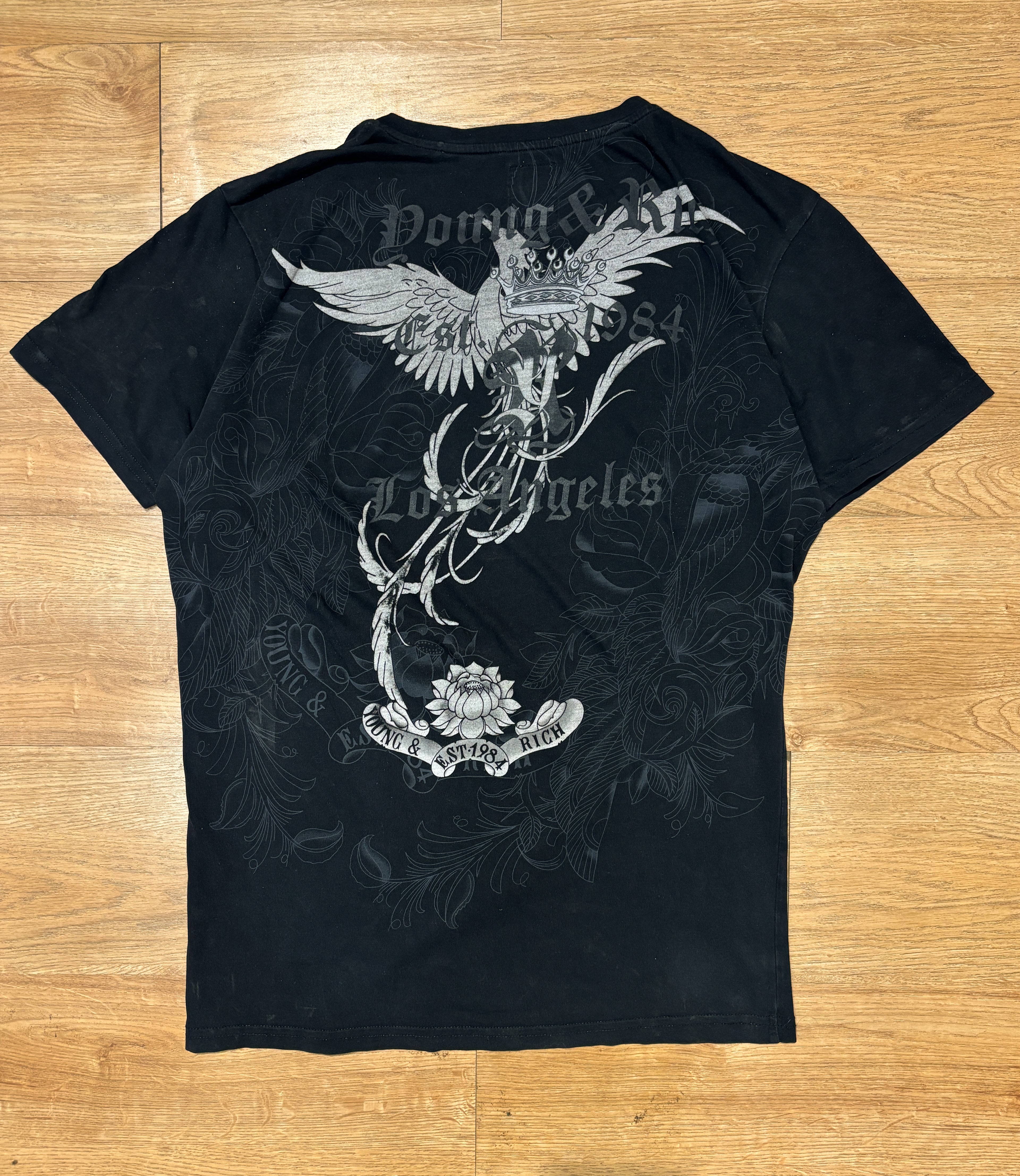 Much More Young and Rich Est. 1984 Printed Black Tee