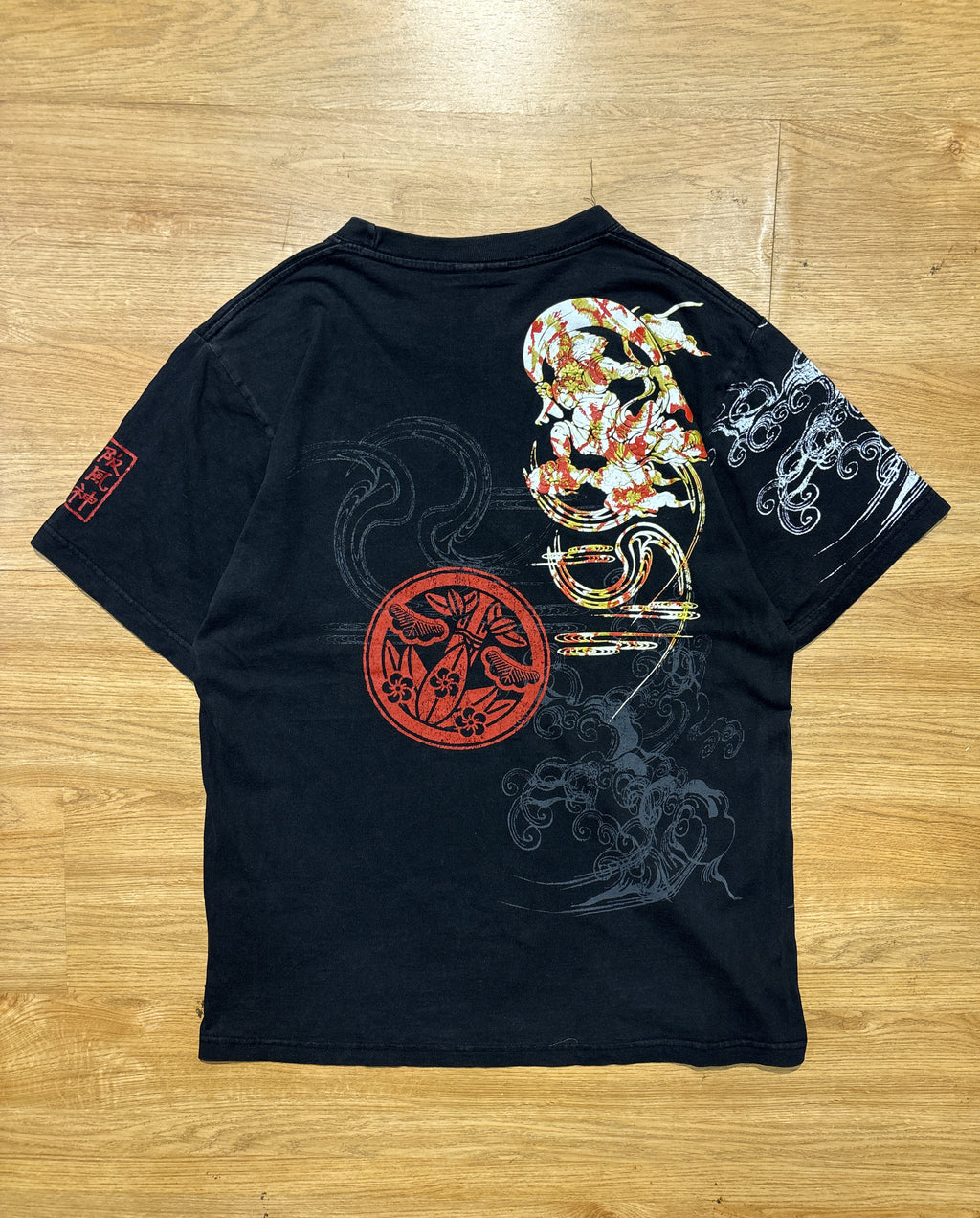 Big Train Vintage Japanese Dragon Graphic Black Tee