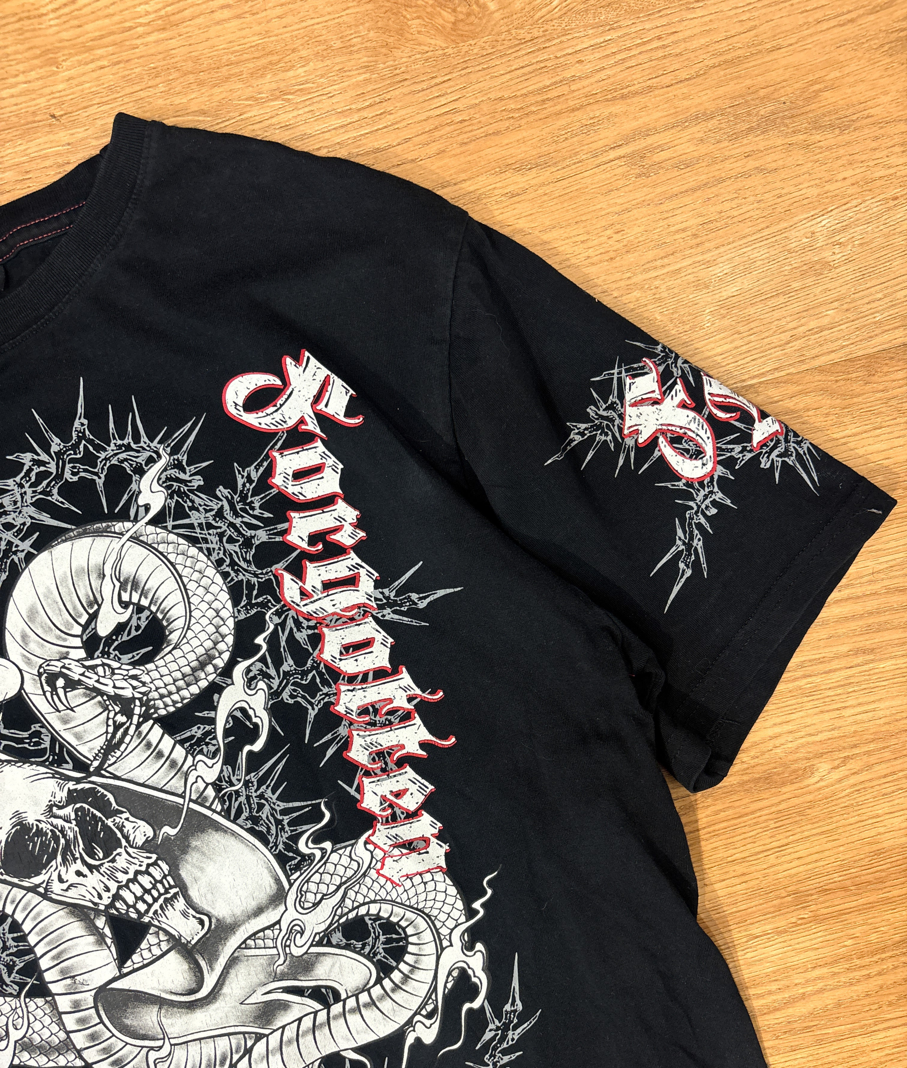 SMOG Skull Dragon Printed Y2K Black Tee