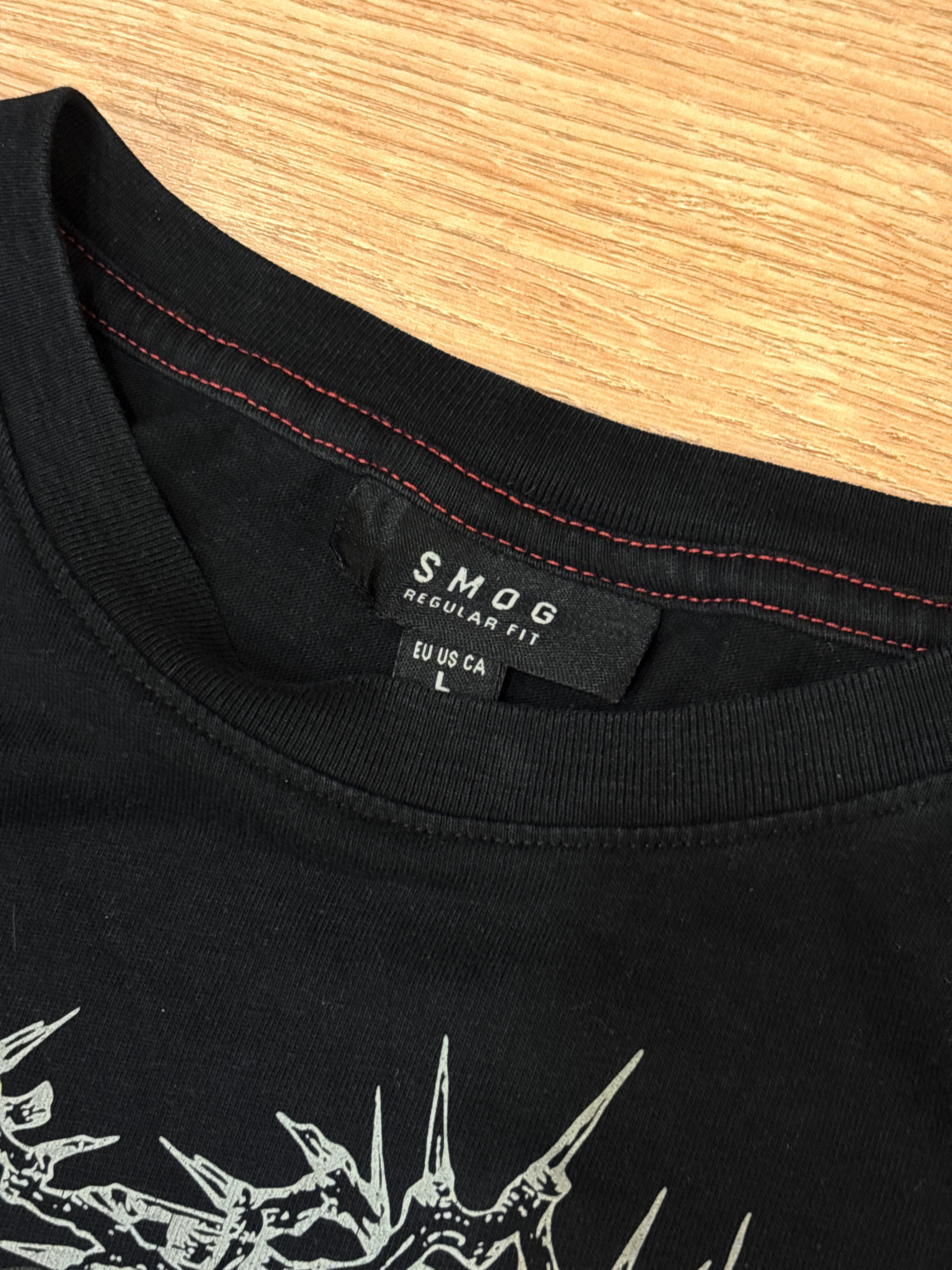SMOG Skull Dragon Printed Y2K Black Tee