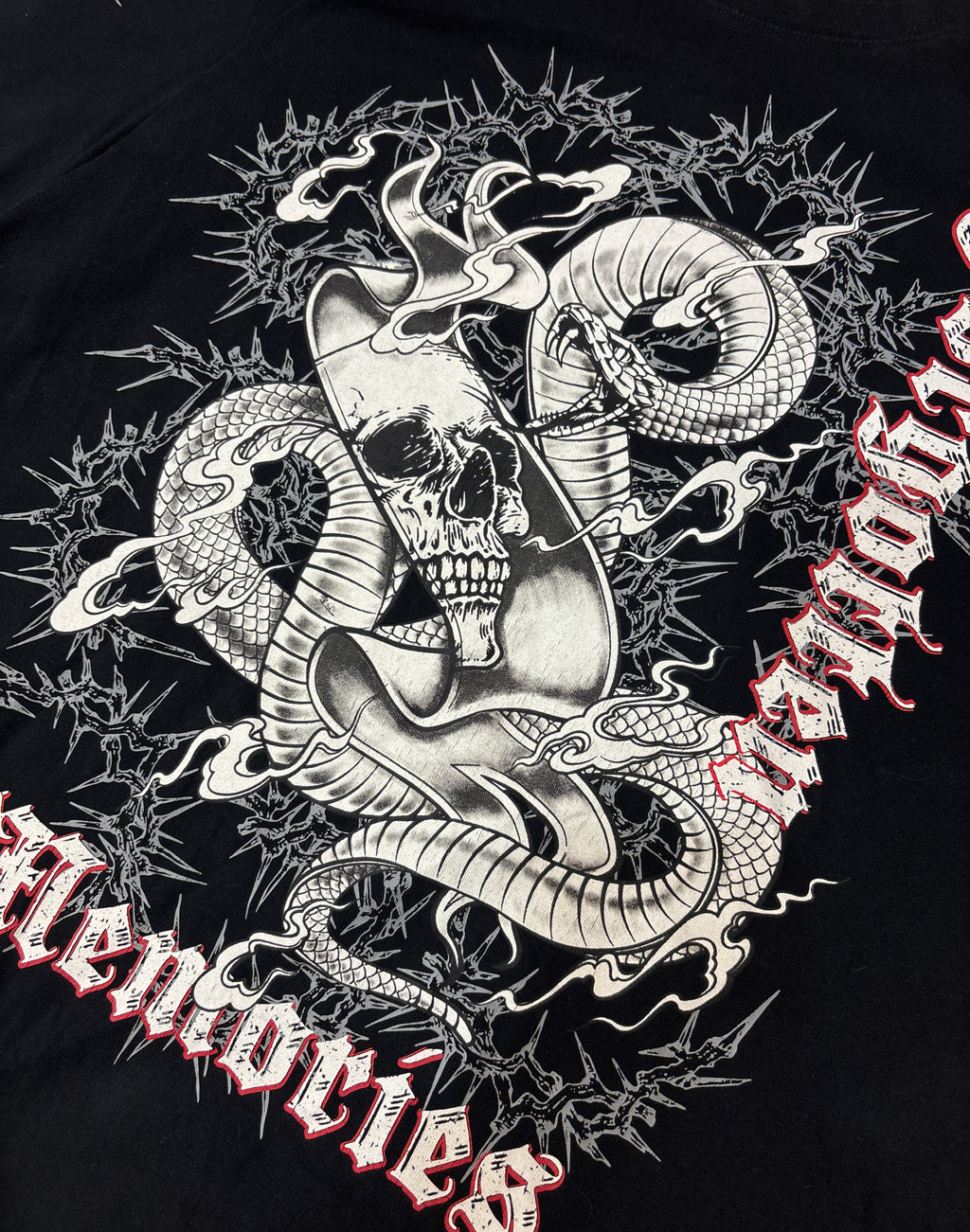 SMOG Skull Dragon Printed Y2K Black Tee