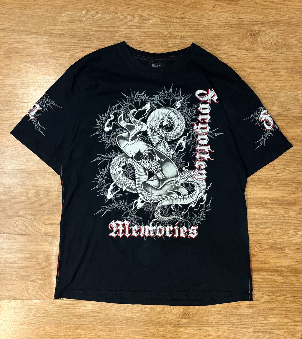 SMOG Skull Dragon Printed Y2K Black Tee