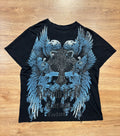Revolution Vintage Couture Blue and Black Gothic Rhinestones Tee