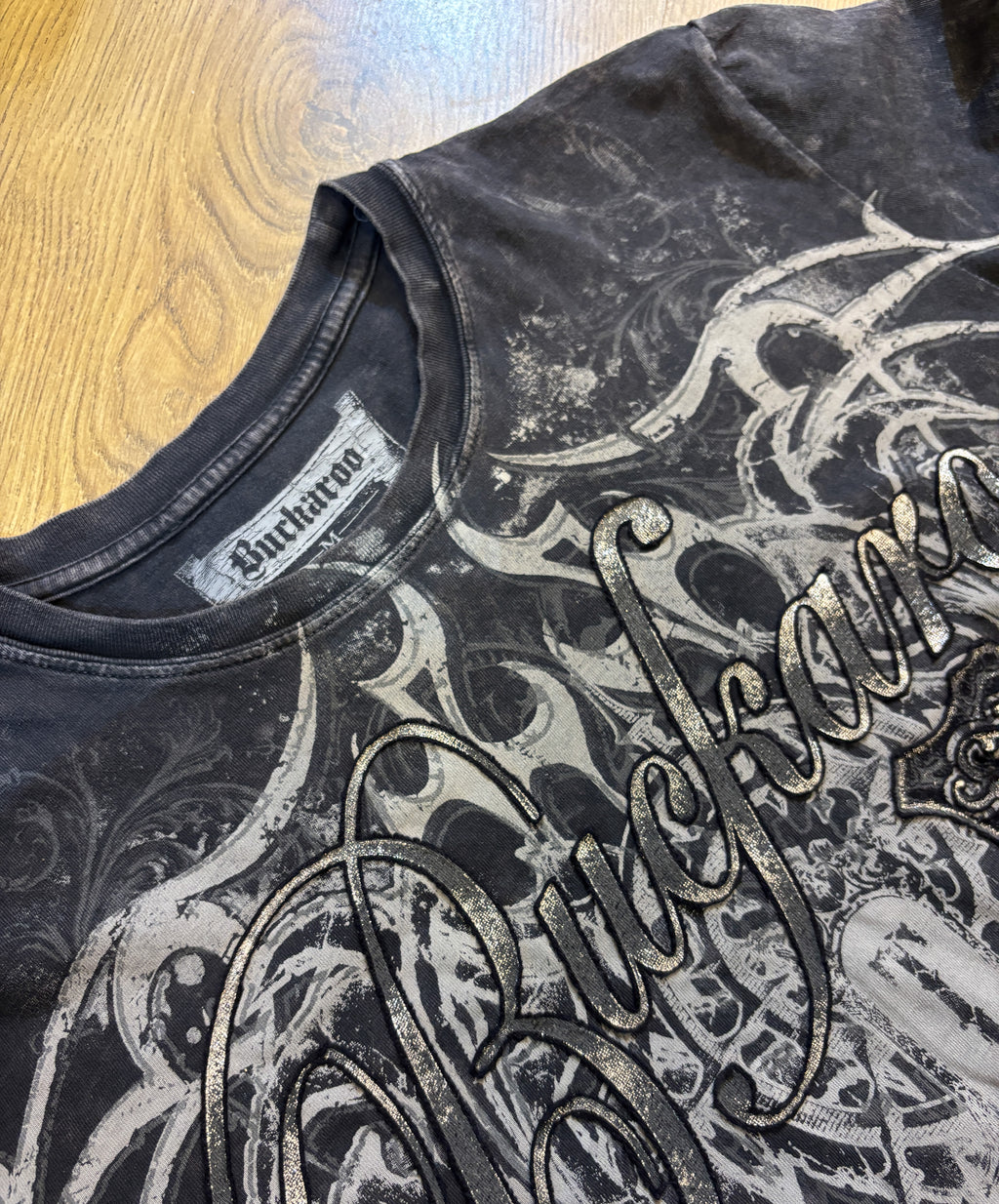 Buckaroo Y2K Gothic Grey Washed Tee