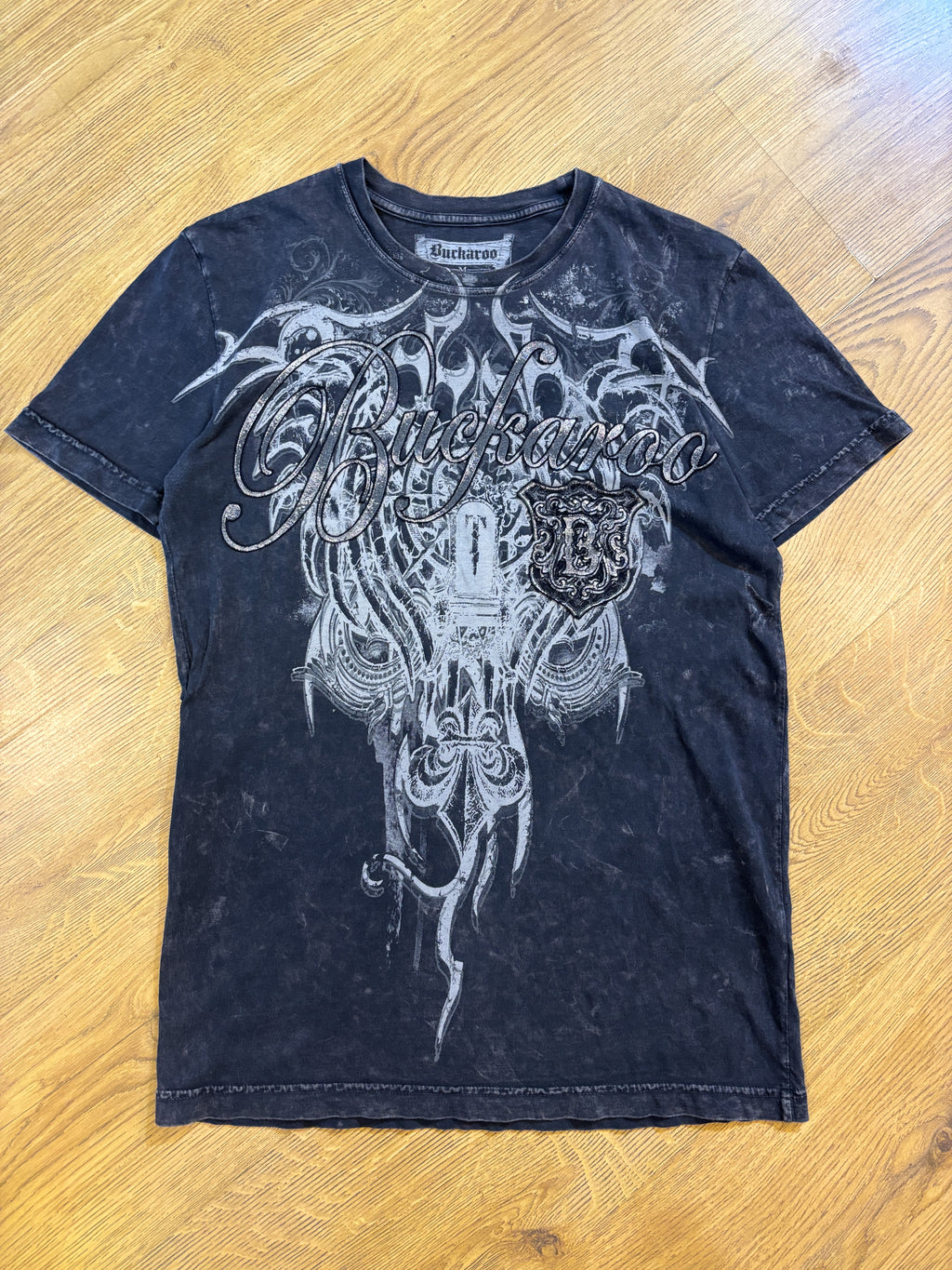 Buckaroo Y2K Gothic Grey Washed Tee
